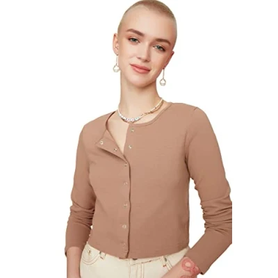 Image de Trendyol Blouse en Tricot avec languettes Mink, Femme