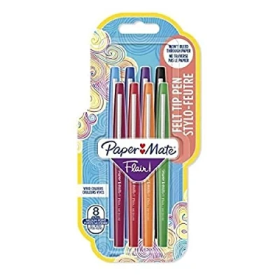 Image de PAPER MATE Lot de 8 stylos Flair Pointe moyenne Coloris assortis