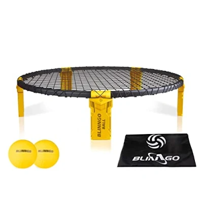 Image de Mookis Blinngobal Ensemble Comprend Jambes Robustes, roundnet, 2 Balles, 1 Pompe à air, Sac de Transport et livret règles
