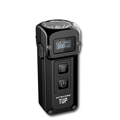 Image de Nitecore TUP Mini Lampe de Poche Intelligente 1000 Lumens Torche Rechargeable USB Porte Clé Batterie Intégrée et Affichage OLED, 54 g [ NOIR ]