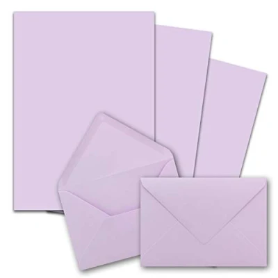 Image de 25x sets de papier à lettres A4 avec enveloppes C6 fermeture: gommée couleur: lilas (violet) mat FarbenFroh by GUSTAV NEUSER
