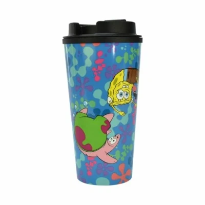 Image de SpongeBob Squarepants Gobelet isotherme Bob l&#039;éponge, 450 ml, avec l&#039;éponge et Patrick, Idée cadeau pour les fans de Bikini Bottom, Offizielles Merch