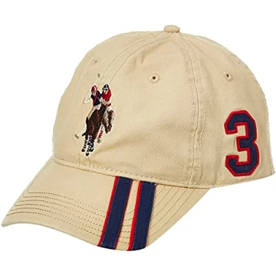 Image de Concept One U.S Assn. Men&#039;s Polo Horse Adjustable Baseball Cap with Diagonal Accent Stripes, Khaki, Size