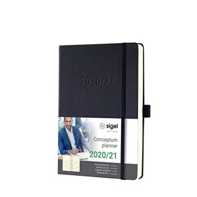 Image de SIGEL C2101 Agenda semainier 18 mois 2020/2021 Conceptum, couverture rigide, 14,8 x 21,3 cm, noir
