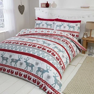 Image de Parure de lit Enfant Housse Couette et taie d’Oreiller Christmas Nutcracker, Motif décorations Noël, Coton, Red, Simple