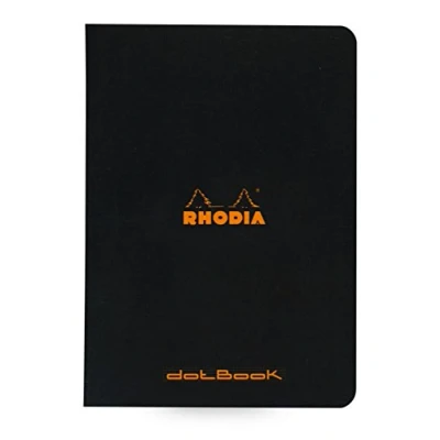 Image de RHODIA 119186C Carnet Piqué Black A5 14,8 x 21 cm Pointillés Dot 96 pages Papier Clairefontaine Blanc 80 g/m² Couverture en Carte Enduite Souple, Résistante et Imperméable Classic