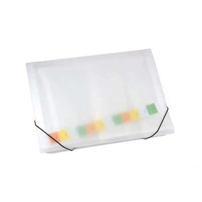 Image de Alevar Dossier porte documents extensible, 12 compartiments, format A4, fermeture à 2 élastiques d&#039;angle, couleur blanche