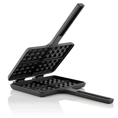 Image de Barbecue Toro gaufrier I Fer à Gaufre + Moule Tarte Double Forme rectangulaire en Fonte, Noir déjà brûlé dans