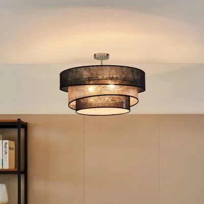 Image de Lindby Plafonnier Tissu Ayvira à intensité variable (Moderne) en Noir Métal e. a. pour Salon &amp; Salle manger (à 3 lampes, E27), Luminaire Plafonnier, Lampe Plafond, Eclerage Eclairage