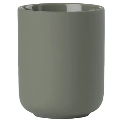 Image de Zone Denmark Gobelet Brosse à Dents Ume Salle de Bain, Porte Grés D8,3cm H10,3 cm ÉLéGant &amp; Design Minimaliste scandinave Vert Olive