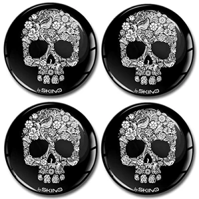 Image de SkinoEu 4 x 50mm Autocollant 3D Silicone Cache Moyeu Capuchons de Centre Enjoliveurs Roue Voiture Moyeux Jante Universel A 8050