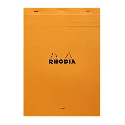 Image de RHODIA 18600Cpack Bloc Notes Agrafé N18 Orange A4 Ligné 80 Feuilles Détachables Papier Clairefontaine Blanc g/m² Couverture en Carte Enduite Paquet de 5 blocs