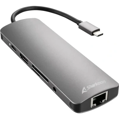 Image de Sharkoon USB 3.0 Type C Combo Adapter Carte et Adaptateur d&#039;interfaces HDMI, RJ 45, 3.2 Gen 1 (3.1 1)