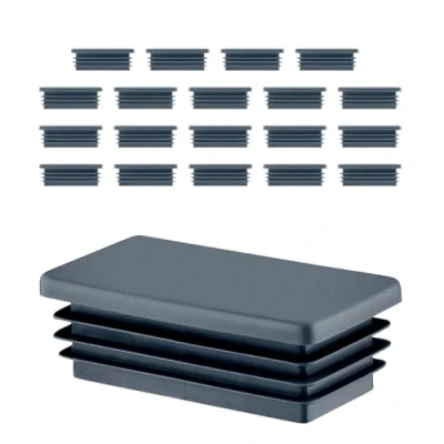 Image de EMFA Bouchon pour Tube rectangulaire Capuchon 50x100 mm Anthracite 20 pcs. Plastique Embout Bouchons d&#039;obturation 5x10 cm