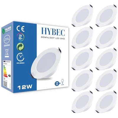 Image de HYBEC Spot LED Encastrable, LED, Spots de Plafond, Encastrable Extra Plat, Les Interieur 12W (Pack 10)