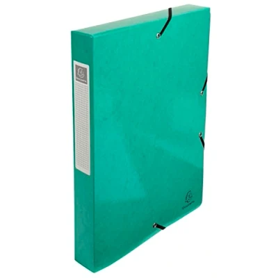 Image de Exacompta Réf. 59973E 8 boites de classement avec élastiques IDERAMA en carte lustrée 600g/m2 Dos 4 cm dimensions 25 x 33 pour documents A4 couleur vert foncé livrées montées