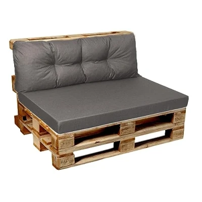Image de Garden Factory Coussins pour Canape Euro, Palette, Meubles en Palette V1 Set (Assise 120x80+Dossier 120x40) Gris