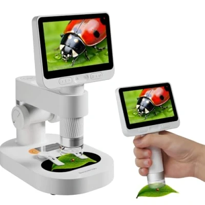 Image de BEAVERLAB Microscope numérique 4,0&quot; IPS, 100X 1600X de Poche, 1080P HD USB WiFi, Portable avec 8 lumières LED réglables, pour téléphone PC/TV
