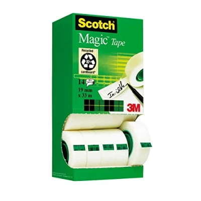 Image de Scotch Magic Ruban Adhésif Invisible 14 Rouleaux 19mm x 33m à Usage Général pour la Réparation, l&#039;Etiquetage et Fermeture de Documents
