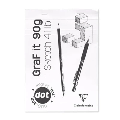 Image de Clairefontaine 96694Cpack Bloc Agrafé GraF&#039;it 80 Feuilles Papier Dessin Croquis Réglure pointillés DOT Détachables A5 14,8x21 cm 90g Couverture Blanche Paquet de 10 Blocs