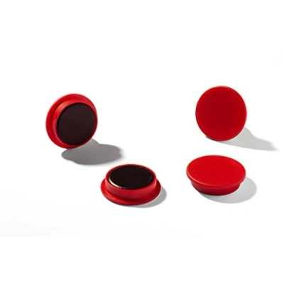Image de Durable 470303 Aimants (32 mm, 720P) 4 Pièces Rouges, pour Tableau à Épingles, Réfrigérateur