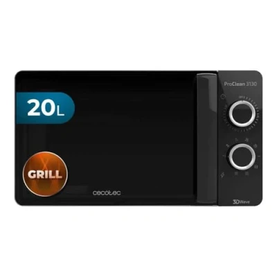 Image de Cecotec Micro ondes avec Gril ProClean 3130. Capacité de 20 L, Revêtement Ready2Clean, 700 W Puissance, 800 W, 6 niveaux, Minuterie 30 minutes, Mode Décongeler , Finition Noir.