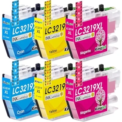 Image de KINGJET LC3219XL LC3217 Cartouches d&#039;encre pour Brother Compatible MFC J5330DW J5335DW J5730DW J5930DW J6530DW J6930DW J6935DW(2 Cyan, 2 Magenta, Jaune)