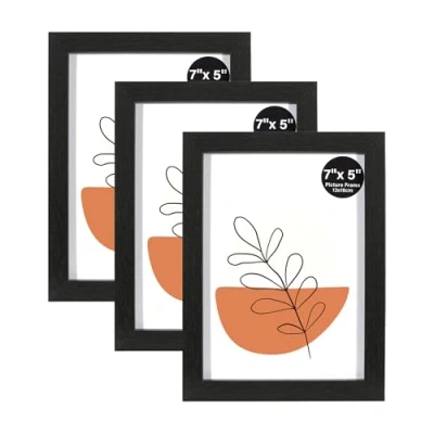 Image de KAIWIN Lot de 3 cadres photo noirs avec verre acrylique à suspendre ou poser, verticalement horizontalement, 13 x 18 cm