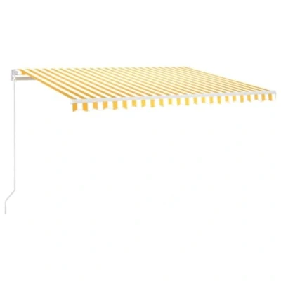 Image de vidaXL Auvent manuel rétractable avec LED 400x300 cm Jaune et blanc 3068903