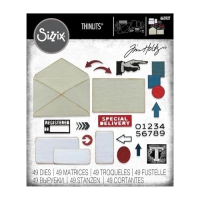 Image de Sizzix Thinlits Lot de 48 matrices Postales par Tim Holtz 665927 Chapitre 3 2022 Multicolor