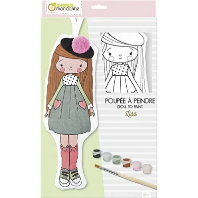 Image de Avenue Mandarine PP040C Kit Créatif Enfant Poupée en coton Imprimé à Peindre A Partir de 6 Ans LISA