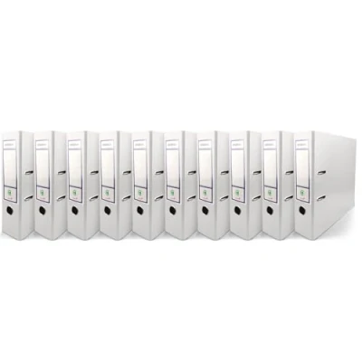 Image de Netuno 10x classeur à anneaux blanc A4 mécanisme 2 8cm plastique éco d&#039;école pour documents de format levier bureau maison