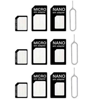Image de 4 in1 SIM Nano Adaptateur de Carte, 3 Set Cartes Kit, et Epingle D&#039;ejection, pour Smartphones