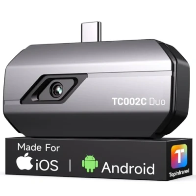 Image de TOPDON TC002C Duo Camera Thermique pour Android iPhone iPad, 512x384 TISR Haute Résolution, 20℃ à 550C Plage de Température, 25Hz, 40mK, Infrarouge avec USB C Smartphone/Tablet/Windows