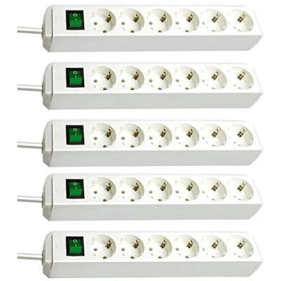 Image de Brennenstuhl Eco Line Lot de 5 multiprises 6 prises avec interrupteur et câble 3 m Blanc