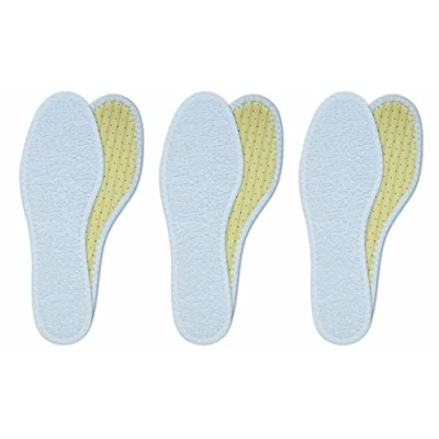 Image de Lenzen 3 Paires de Frotte Semelles Intérieures Pieds Nus, Tissu Éponge Anti Transpiration et Antibactérienne I Semelle avec Charbon Actif (44 EU)