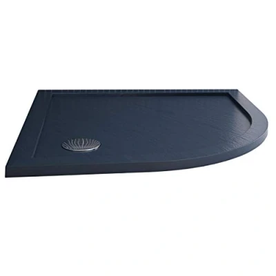 Image de Receveur de Douche 80x80x4cm Arrondie Acrylique avec Bordures Anthracite Effet Pierre Mod. Flower