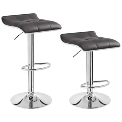 Image de WOLTU BH28gr 2 tabourets de Bar Lot en Cuir synthétique et Acier chromé, avec Caoutchouc Anti dérapant,Gris