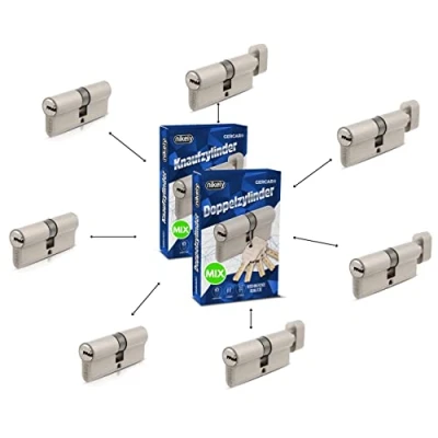 Image de GERCAR Pro 7x cylindre serrure/barillet de porte profilé ou à bouton MIX 60/70/80/90 mm combinaison libre cylindres tailles différentes avec la même clé 35 clés système OKS