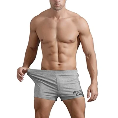 Image de Musclealive Hommes Gym La musculation Faire des exercices Men Short Coton,Style A Gray, 3 Inseam Thin Fabric Without Pockets,L (taille 34Pouce 37Pouce)