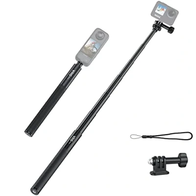 Image de VRIG Perche à Selfie Invisible TP 13,131 cm pour Appareil Photo Insta360 One X3, X2, X, R, RS, Insta 360 Monopode étendue 6,35 mm