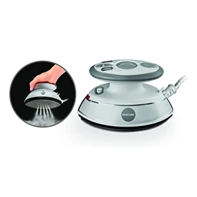 Image de Macom Enjoy &amp; Relax 876 Iron One Puissant Mini Fer à Repasser Double Pointe pour Vapeur Toute Plaque, Blanc et Gris