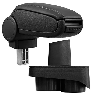 Image de pro.tec Accoudoir Central avec Compartiment rembourré Cuir synthétique Noir des Coutures Noirs