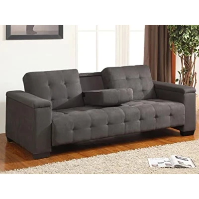 Image de Canapé 3 Places clic clac en Microfibre Devonshire avec Tablette Centrale Rabattable Gris