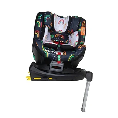 Image de Cosatto Come &amp; Go Siège auto rotatif à 360 0 4 ans (0 105 cm), iSize, ISOFIX, protection contre les chocs latéraux, anti fuite, face arrière étendue (arc en ciel disco)