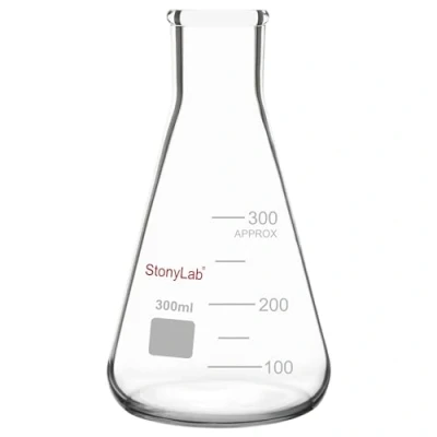 Image de stonylab 1 Paquet Erlenmeyer Fiole en Verre Borosilicate, Flask à Paroi Épaisse avec Bord Résistant 300ml