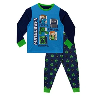 Image de Minecraft Pyjama Enfant Garcon Ensembles de Pyjamas Creeper Vêtements Nuit Gaming Multicolore 10 11 Ans