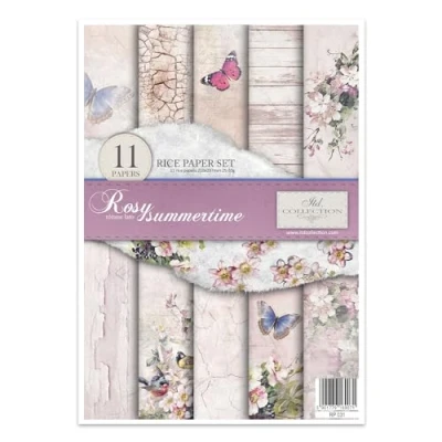 Image de ITD Collection RP031 Papier de riz Rosy Summertime 29,7 x 21 cm