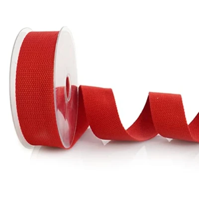 Image de Trimz Trimz1905 10 40 32 Sangle en Coton très résistante, Rouge, 10m x 40mm, Set de Pièces