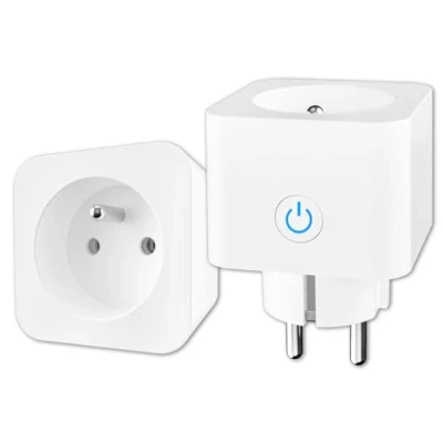 Image de Alexa Prise Connectée WiFi (FR) 16A 3680W Mesure de Consommation Électrique ANTELA Intelligente compatible avec Google Home, APP Contrôle, Horaires/Minuterie, 2PCs